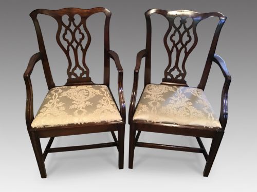 Pair of Georgian Mahogany Elbow Chairs