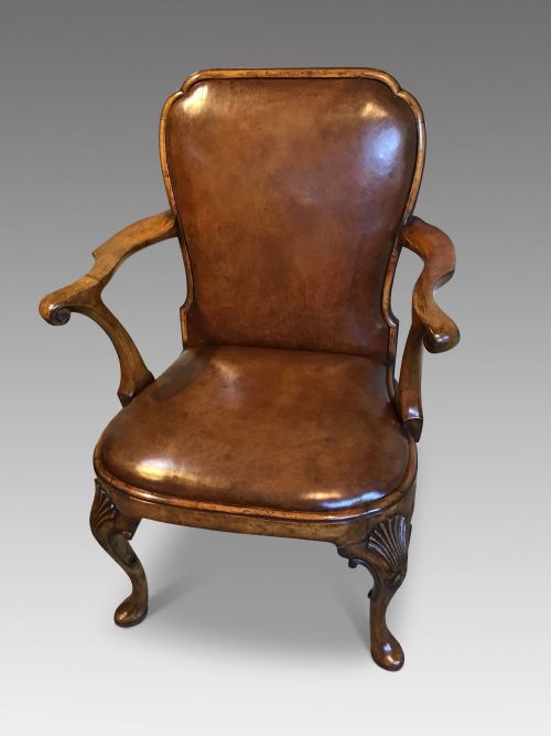 Antique Walnut Open Armchair