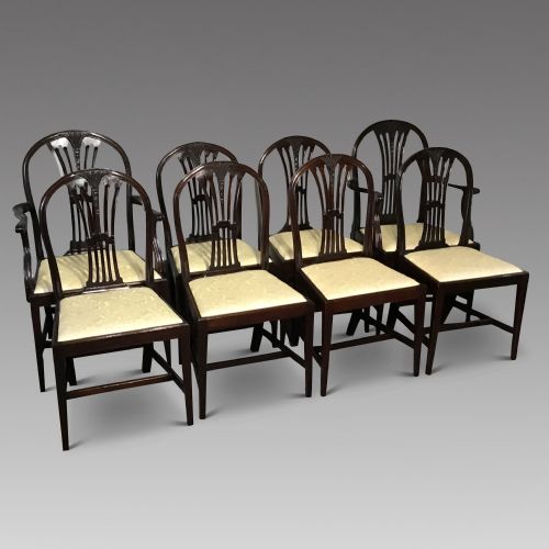 Set of Eight Antique Mahogany Dining Chairs