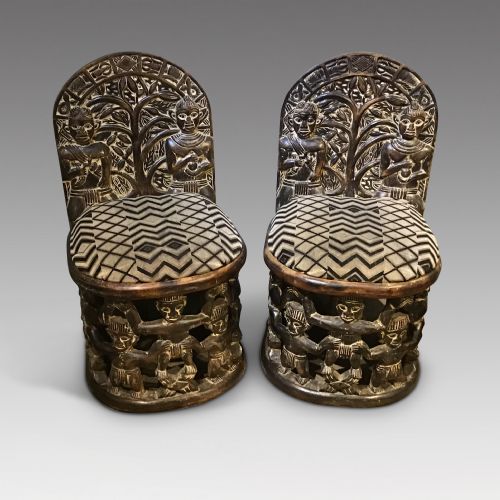 Pair of Antique Tribal Sidechairs