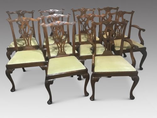 Set of Ten Antique Mahogany Dining Chairs