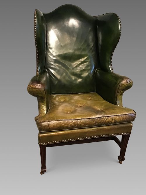 Georgian Leather Wing Chair