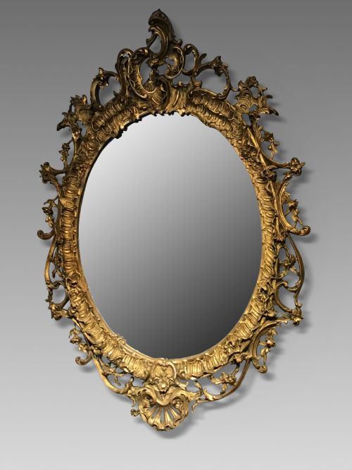 Antique Gilt Oval Mirror