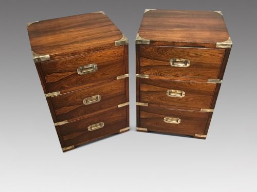 Pair of Military Style Bedside Chests