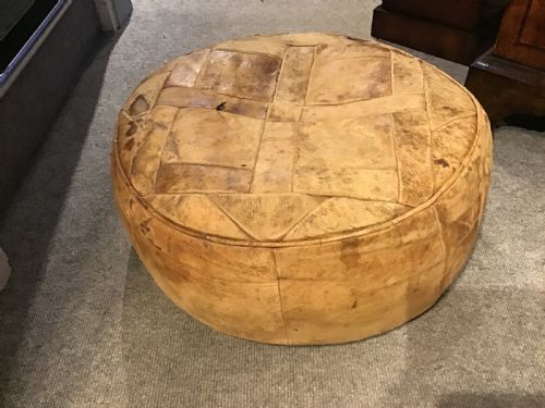 Distressed Leather Pouffe