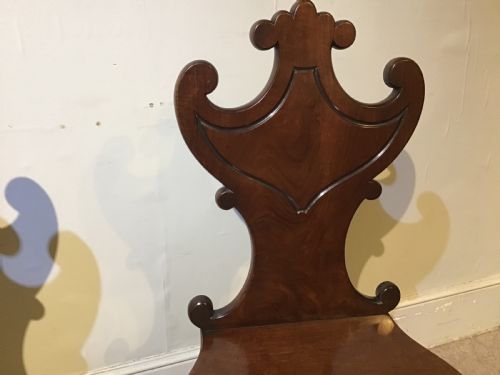 PAIR OF ANTIQUE MAHOGANY HALL CHAIRS - ADDITIONAL PHOTO 5