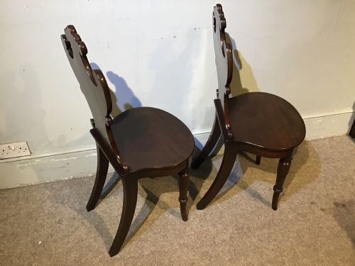 PAIR OF ANTIQUE MAHOGANY HALL CHAIRS - ADDITIONAL PHOTO 9