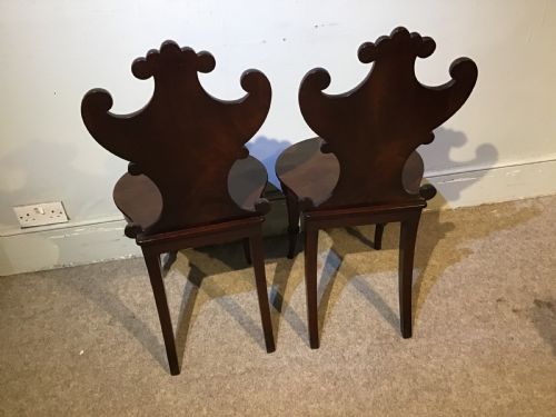 PAIR OF ANTIQUE MAHOGANY HALL CHAIRS - ADDITIONAL PHOTO 10