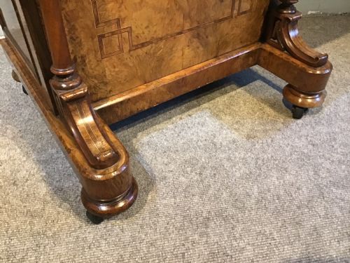 ANTIQUE BURR WALNUT DAVENPORT - ADDITIONAL PHOTO 7