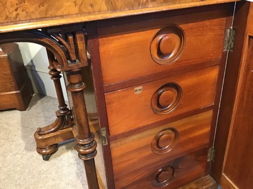 ANTIQUE BURR WALNUT DAVENPORT - ADDITIONAL PHOTO 10