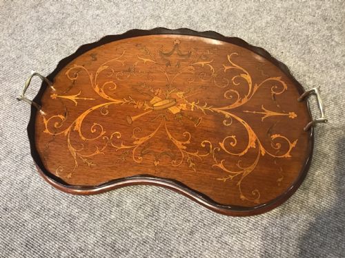 Antique Inlaid Mahogany Tray
