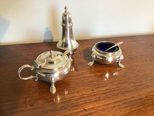 Silver 3 Piece Cruet Set