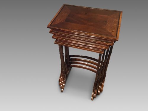 ANTIQUE MAHOGANY NEST OF FOUR TABLES - ADDITIONAL PHOTO 1