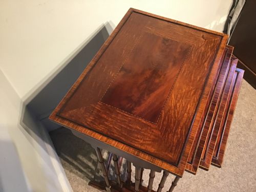 ANTIQUE MAHOGANY NEST OF FOUR TABLES - ADDITIONAL PHOTO 3