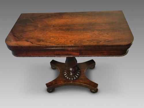 ANTIQUE ROSEWOOD CARD TABLE - ADDITIONAL PHOTO 1