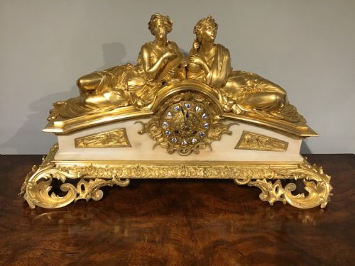 Antique Marble and Gilt Bronze Clock