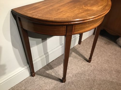 ANTIQUE MAHOGANY DEMILUNE TEA TABLE - ADDITIONAL PHOTO 2