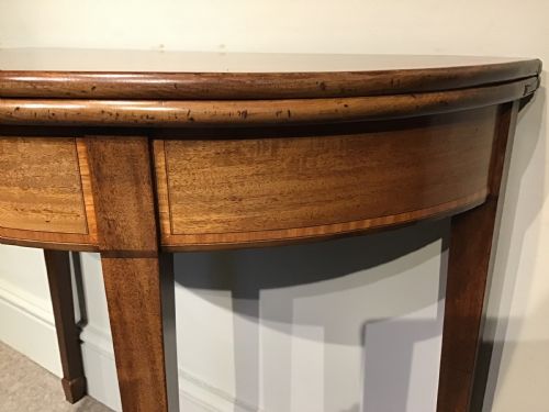 ANTIQUE MAHOGANY DEMILUNE TEA TABLE - ADDITIONAL PHOTO 3