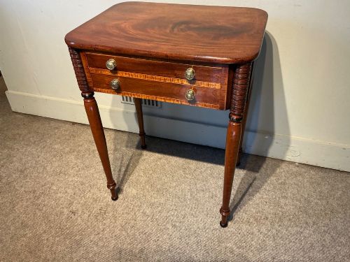 EARLY 19TH CENTURY AMERICAN MAHOGANY AND MAPLE WORK TABLE - ADDITIONAL PHOTO 6