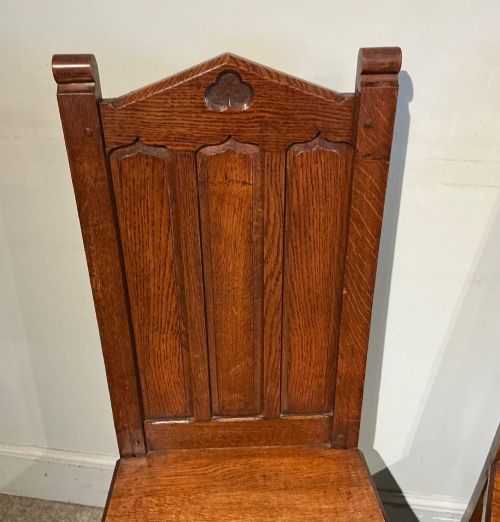 PAIR OF OAK HALL CHAIRS - ADDITIONAL PHOTO 2