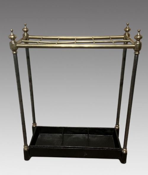 ANTIQUE BRASS AND STEEL STICK STAND