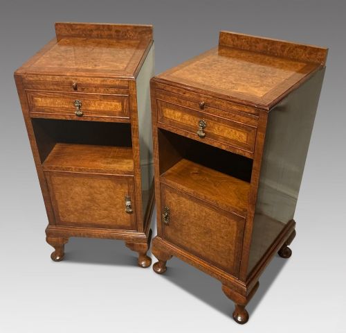 PAIR OF WALNUT BEDSIDE CABINETS - ADDITIONAL PHOTO 1