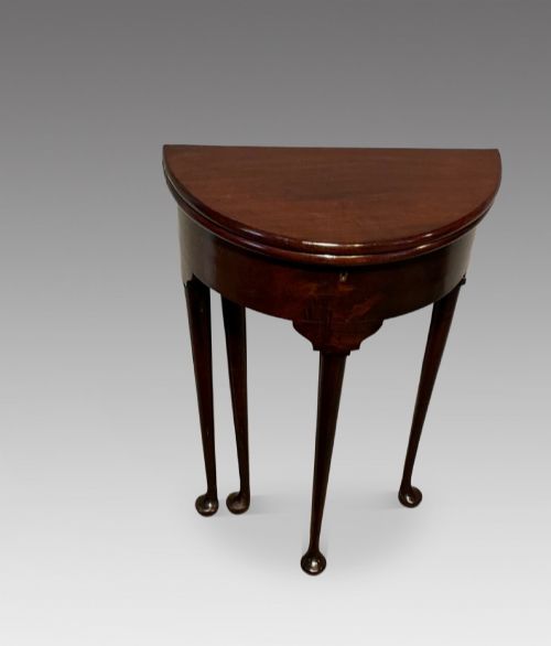 ANTIQUE MAHOGANY DEMI LUNE TEA TABLE - ADDITIONAL PHOTO 1