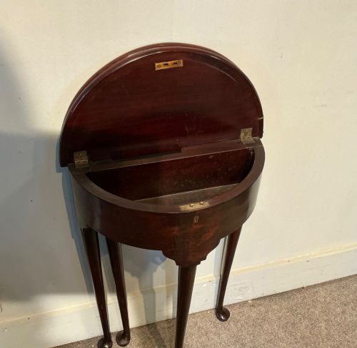 ANTIQUE MAHOGANY DEMI LUNE TEA TABLE - ADDITIONAL PHOTO 8