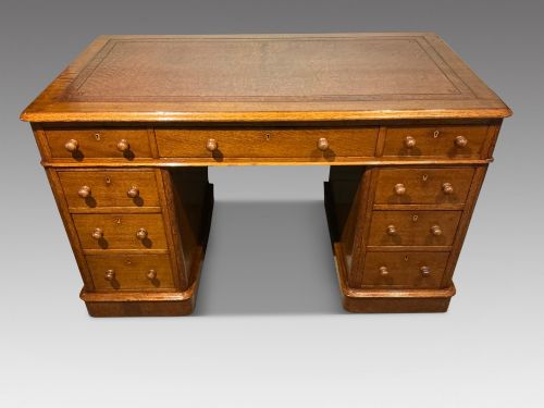 antique oak pedestal desk - CATEGORY: ANTIQUE DESKS - DATED VICTORIAN
