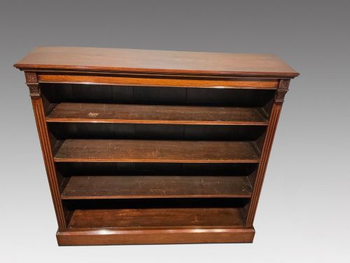 ANTIQUE MAHOGANY OPEN BOOKCASE - ADDITIONAL PHOTO 1