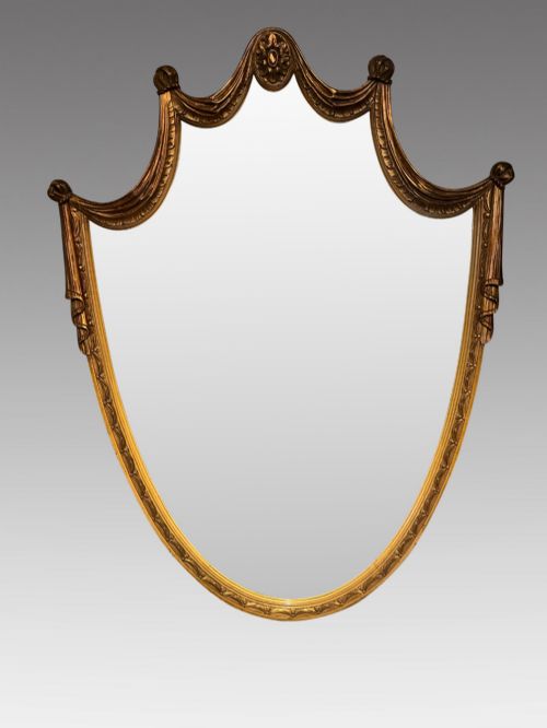 Edwardian Gilt Frame Shield Shaped Wall Mirror