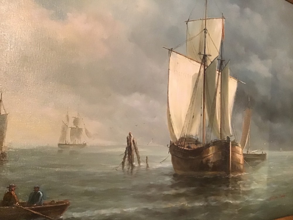 Antique oil painting - seascape View III
