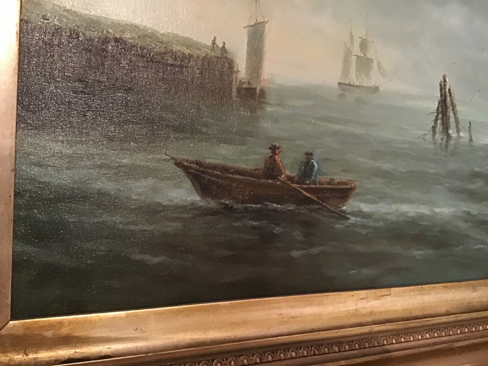 Antique oil painting - seascape View IV