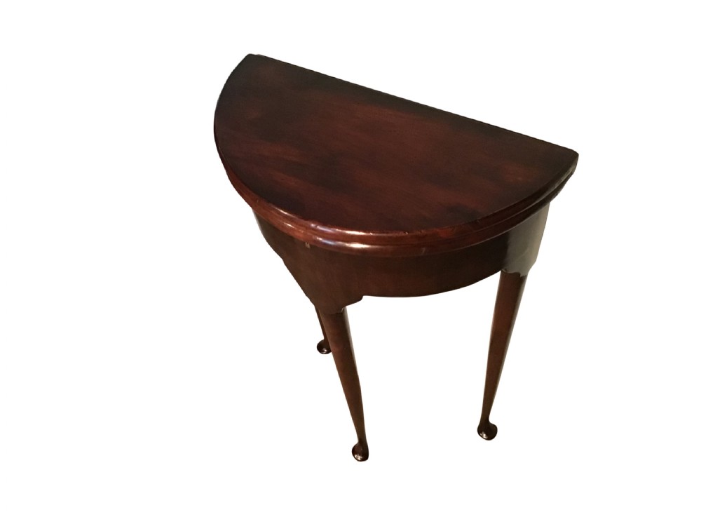 Antique mahogany demi lune table View II