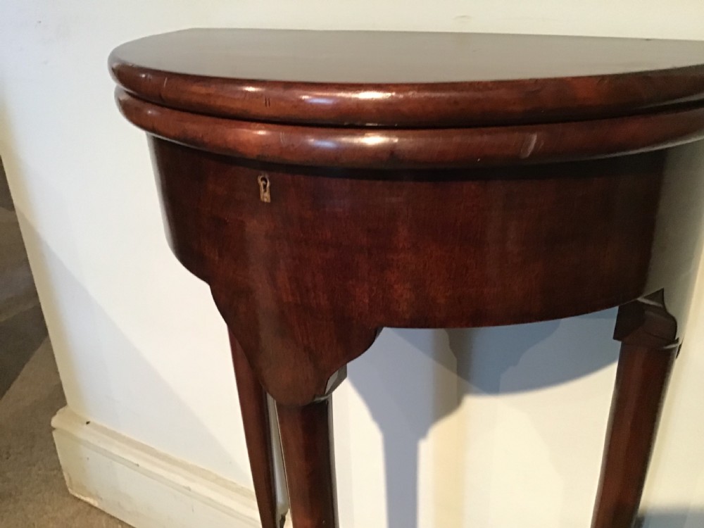 Antique mahogany demi lune table View VI