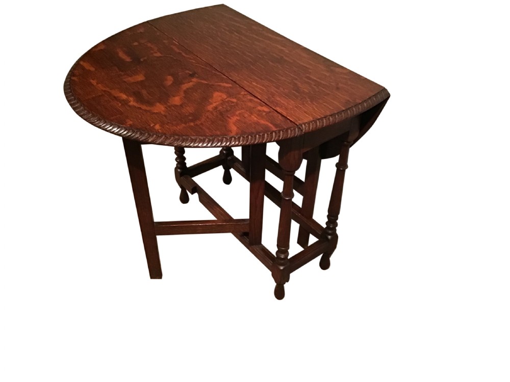 Small antique oak gate leg table View II