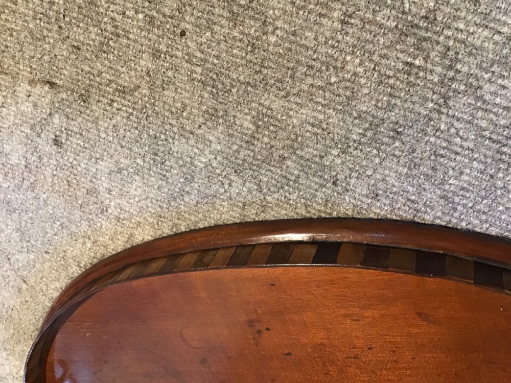 Edwardian inlaid mahogany kidney shape tray View V