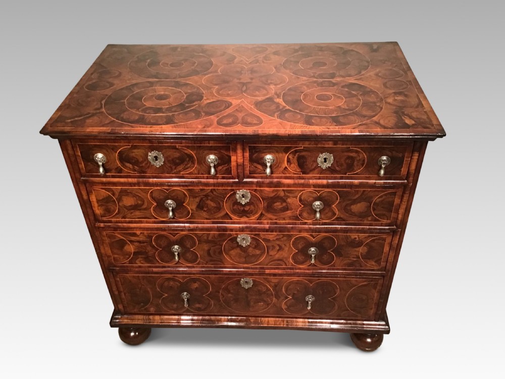 Antique oyster veneered chest of drawers