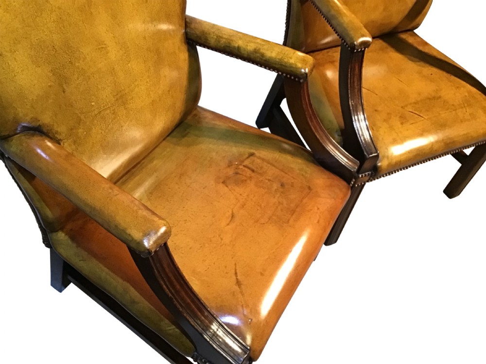 Pair of antique leather chairs View II
