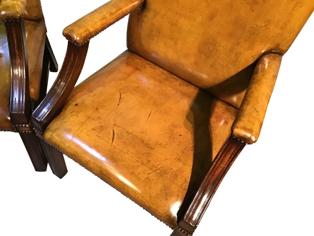 Pair of antique leather chairs View VIII