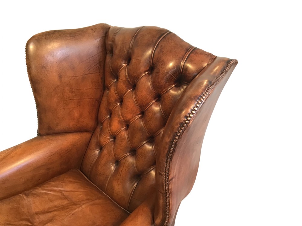Antique leather wing chair View IV