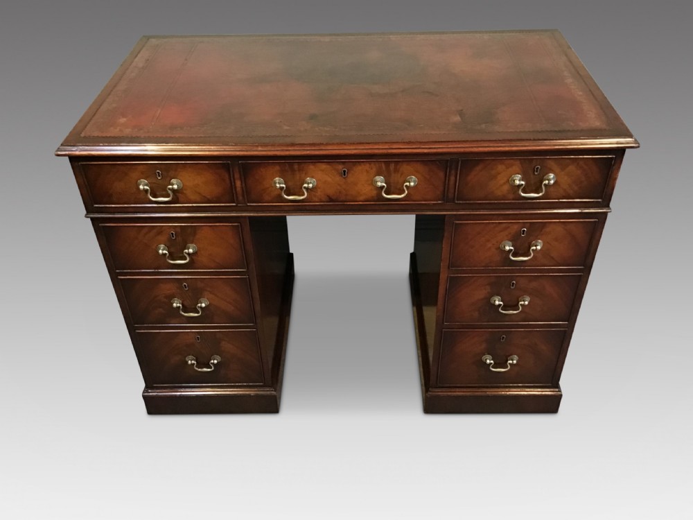 Antique mahogany pedestal desk View II