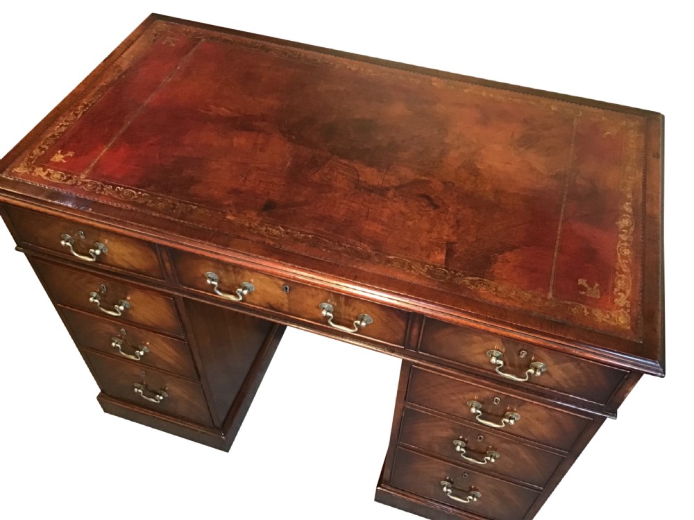 Antique mahogany pedestal desk View III