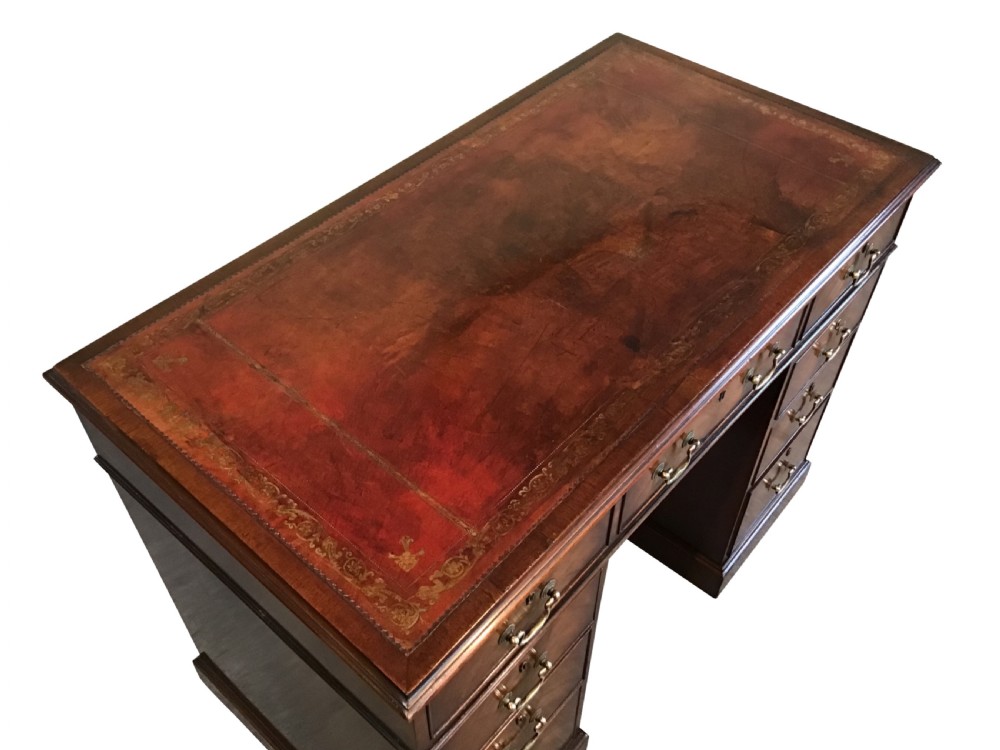 Antique mahogany pedestal desk View VIII