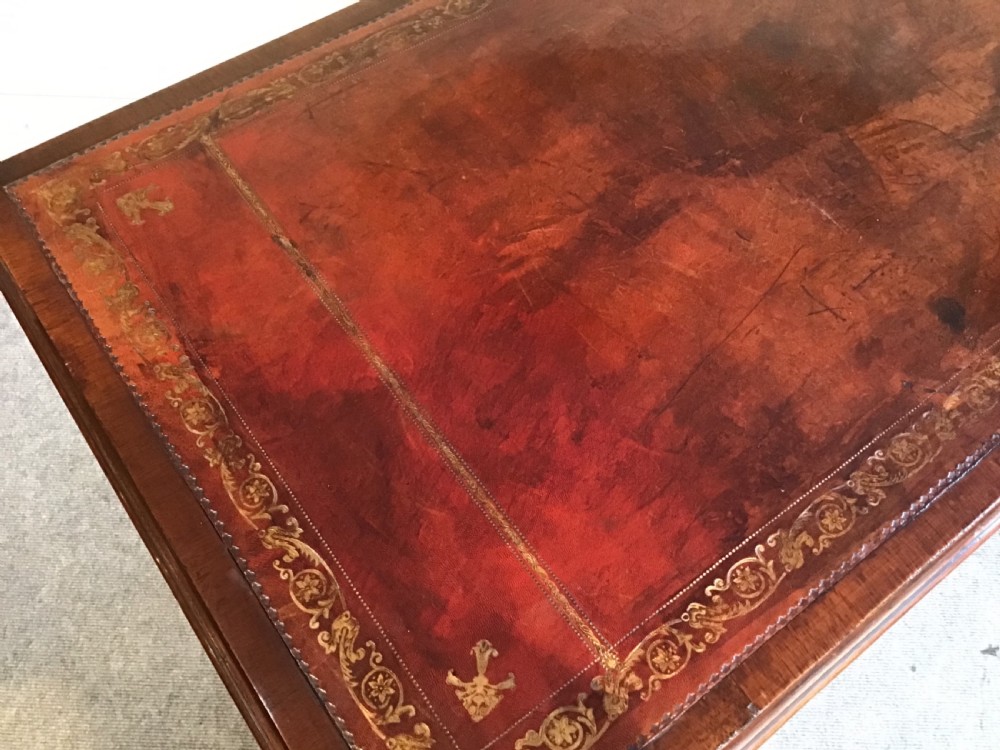 Antique mahogany pedestal desk View XIV
