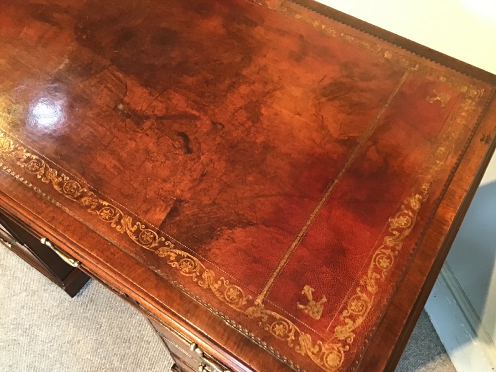 Antique mahogany pedestal desk View XV