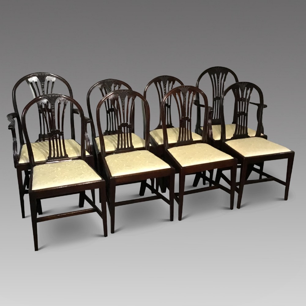 Set of eight antique mahogany dining chairs