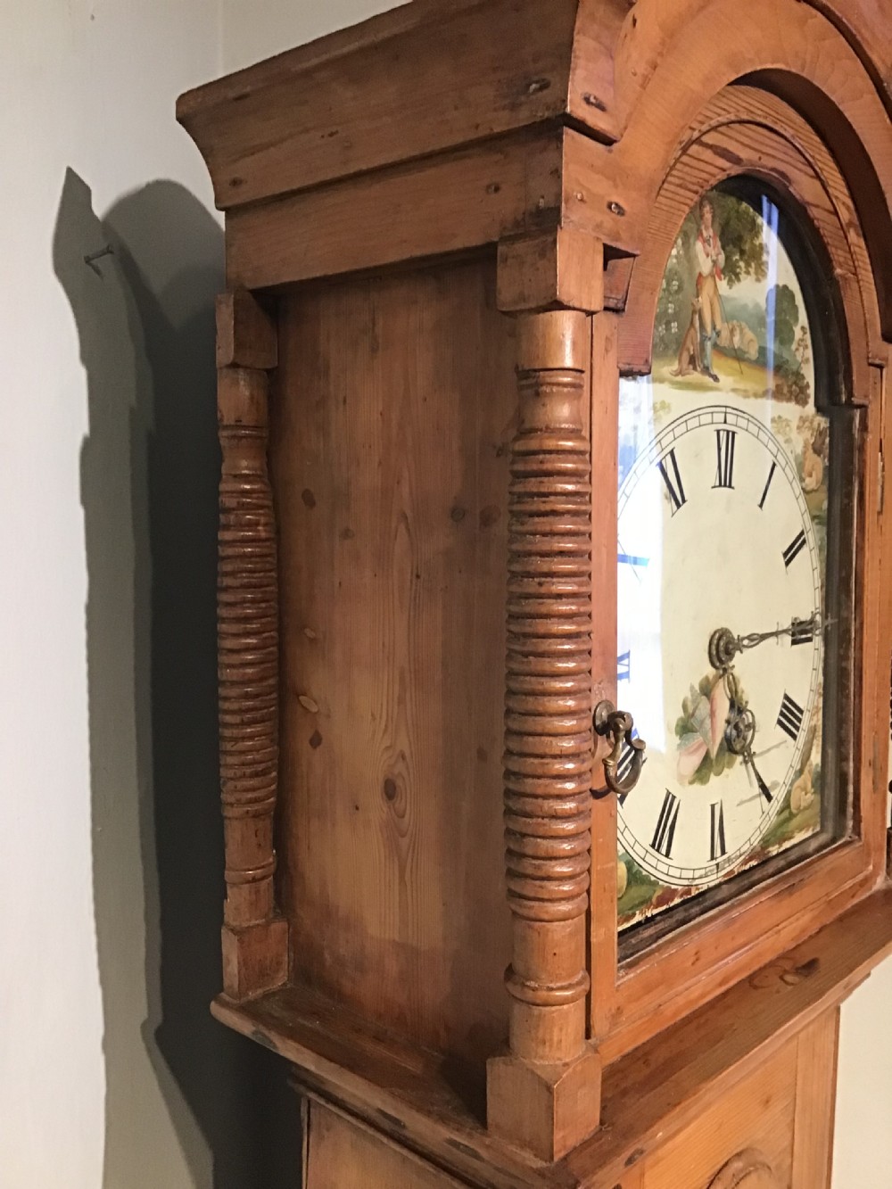 Antique pine cased longcase clock View V