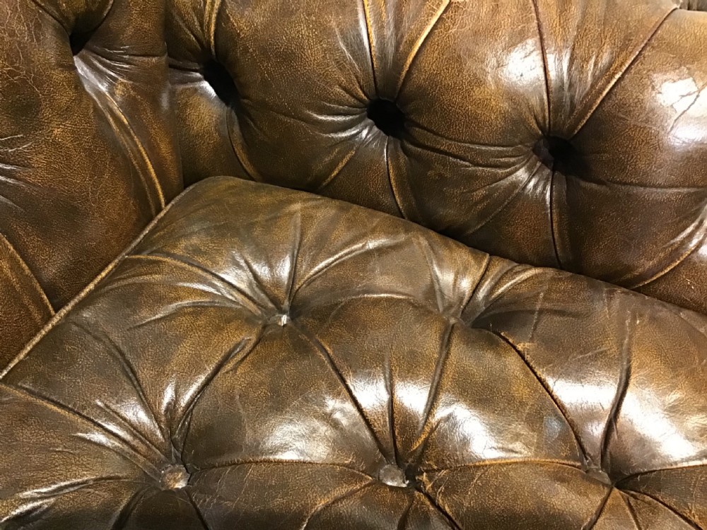 Pair of leather upholstered wing chairs View XI