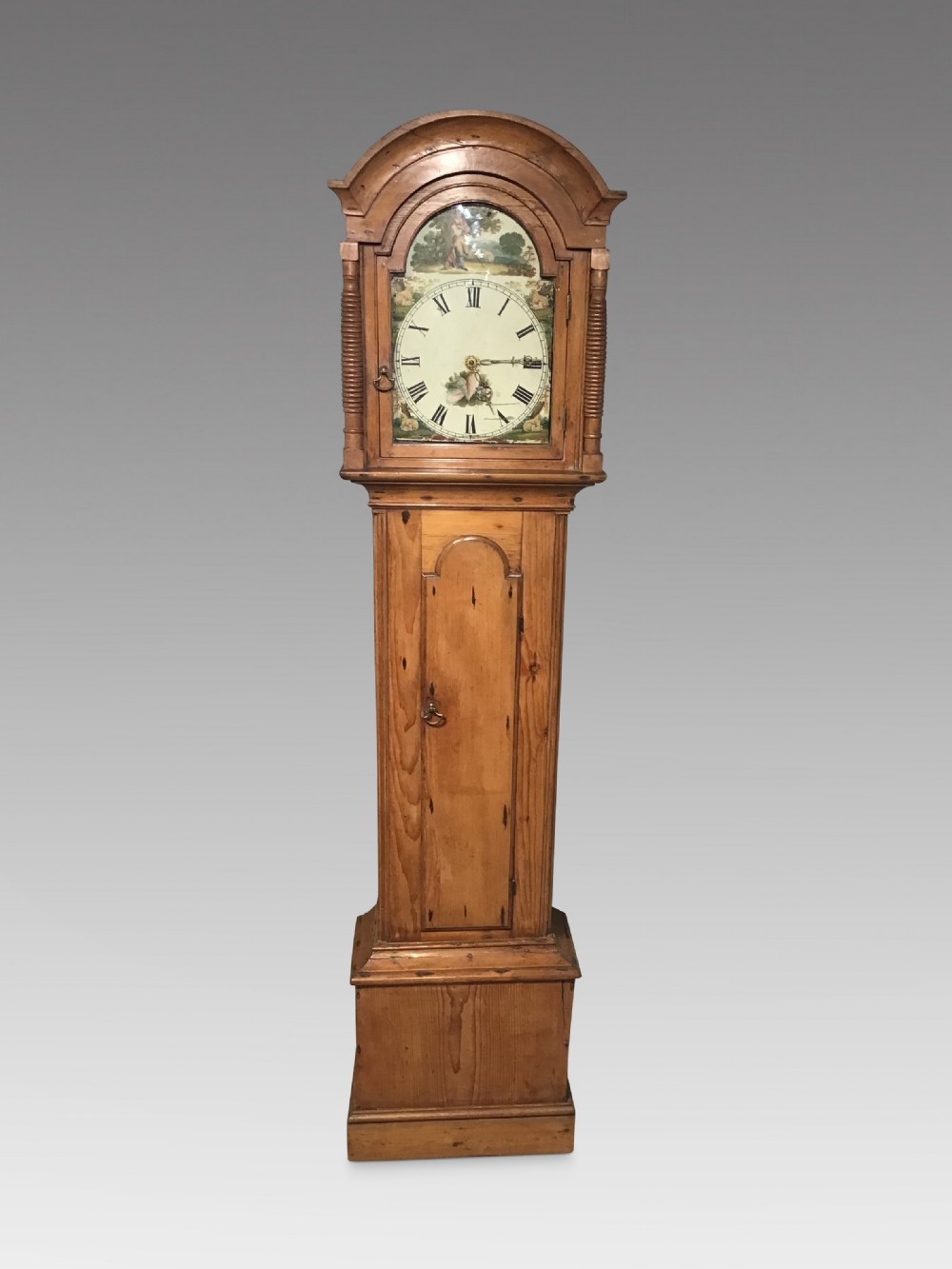 Antique pine cased longcase clock